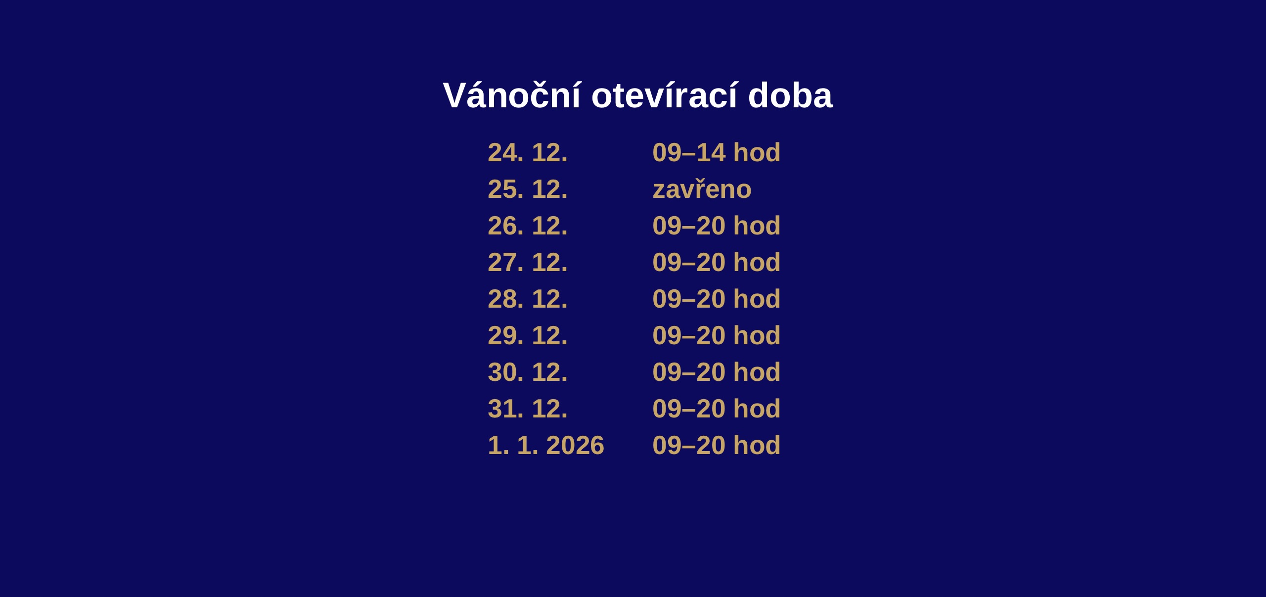 Vánoční otevírací doba