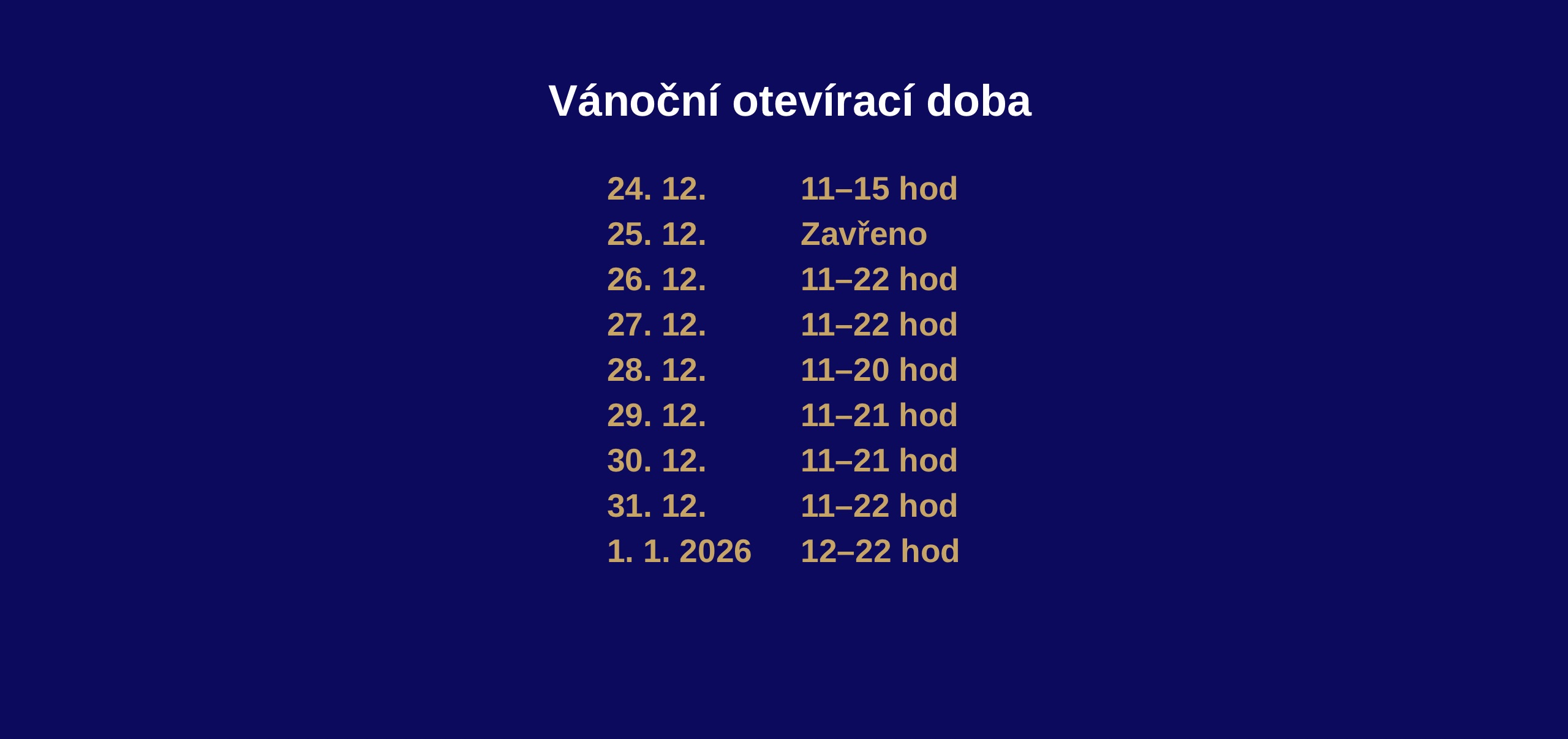 Vánoční otevírací doba